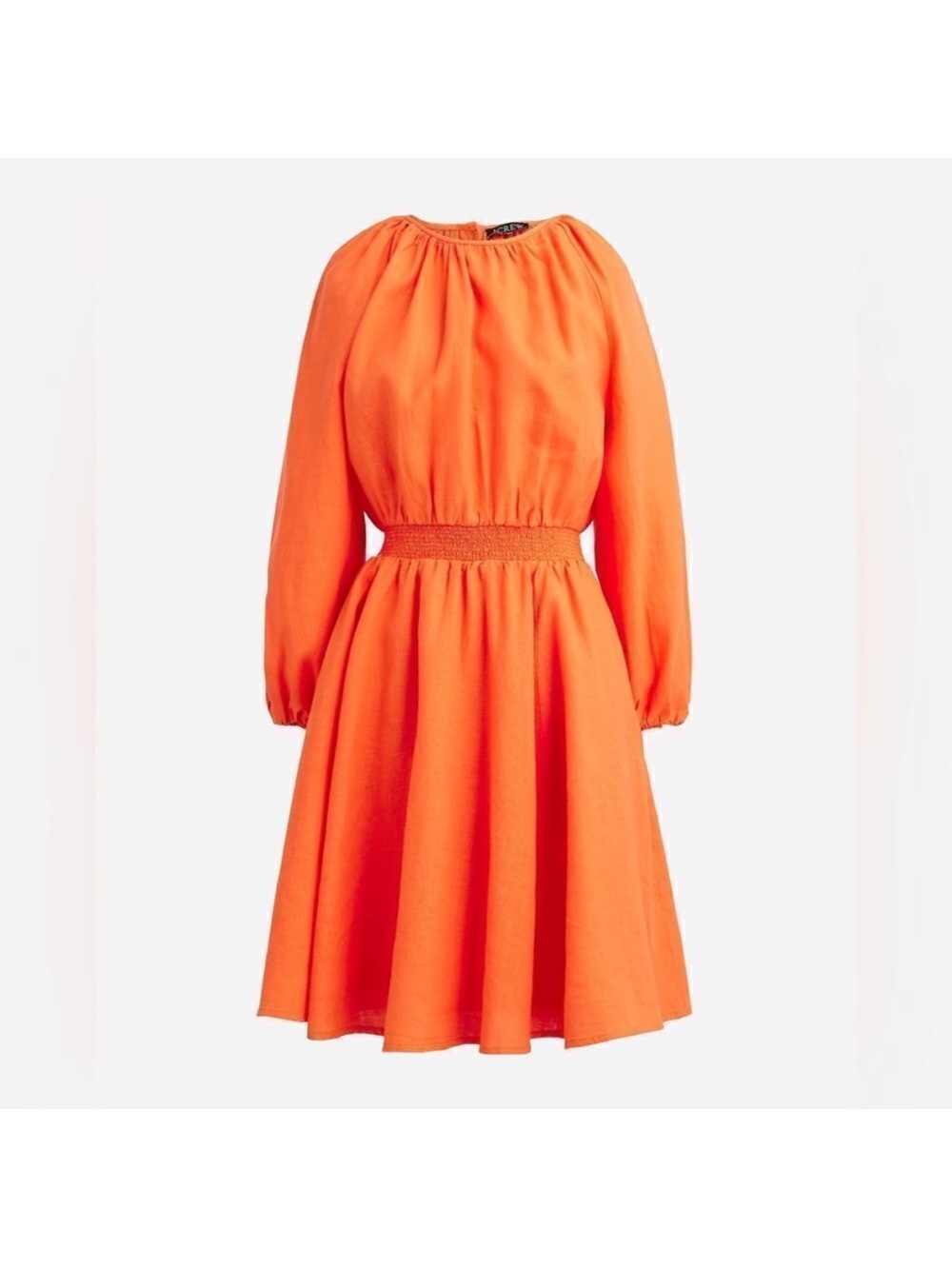 J.crew Orange Linen  Palermo Dress Smocked New